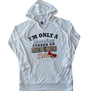 Derek Heart  "I'm Only A Morning Person On Dec 25th" Hooded Shirt Lar 2X 3X NWT